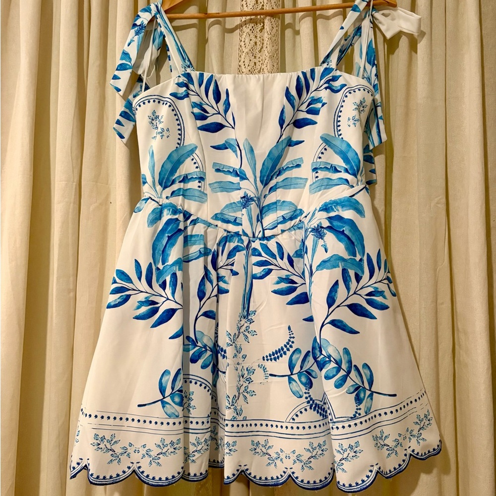 Blue and White Floral Dress